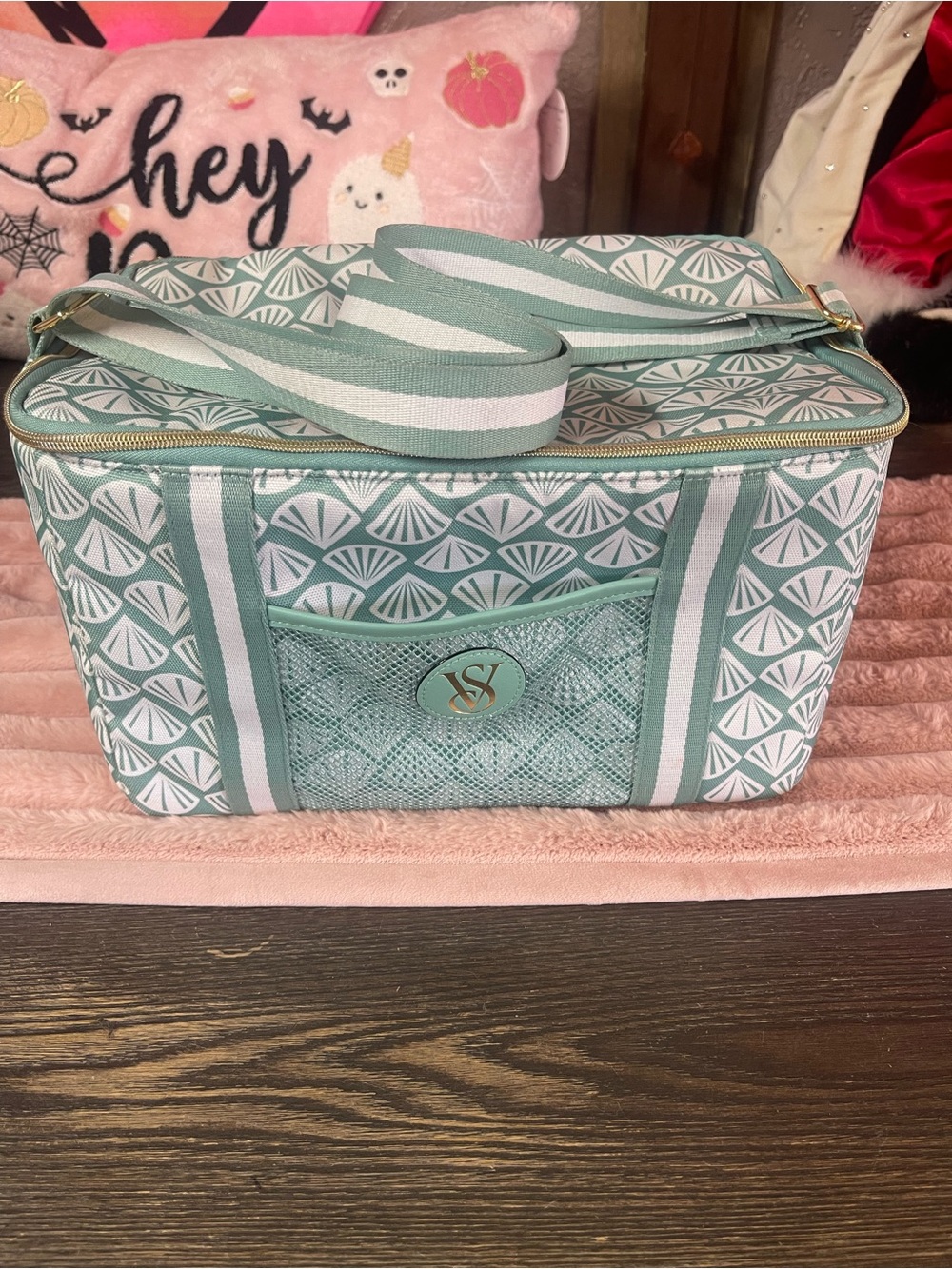 Victoria's Secret Mint & White Cooler Tote Bag